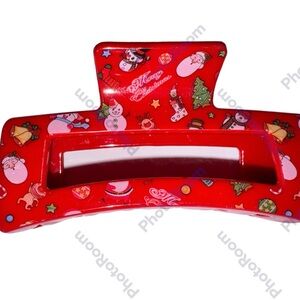 Hair claw clip mini multi Christmas prints red gym stocking stuffer gift idea